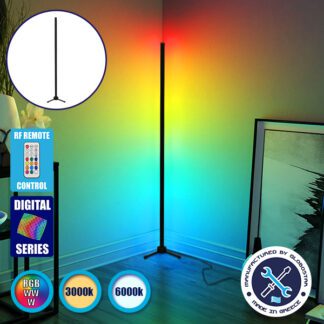 Επιδαπέδιο Μαύρο Φωτιστικό 100cm LED 16 Watt με Ασύρματο Χειριστήριο 2.4G RF & Dimmer RGBW