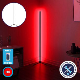 Μοντέρνο Minimal Επιδαπέδιο Μαύρο Φωτιστικό 200cm LED 32 Watt με Ασύρματο Χειριστήριο RF & Dimmer Κόκκινο