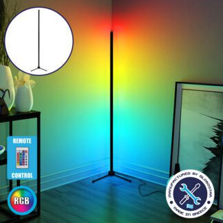 Μοντέρνο Minimal Επιδαπέδιο Μαύρο Φωτιστικό 200cm LED 32 Watt με Ασύρματο Χειριστήριο RF & Dimmer RGB