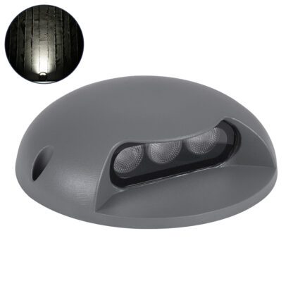 STEP-LUNA 90623 Επιφανειακό Φωτιστικό Σκαλοπατιού - Διαδρόμου LED 3W 345lm 10° DC 24V Αδιάβροχο IP65 Φ12 x Υ3cm Φυσικό Λευκό 4500K - Γκρι Ανθρακί - 3 Years Warranty