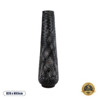 MAMIZU 02110 Boho Επιδαπέδιο Φωτιστικό Μονόφωτο 1 x E27 AC220-240V IP20 - Φ28 x Υ93cm - Μαύρο Ξύλινο Μπαμπού Πλέγμα - 5 Χρόνια Εγγύηση