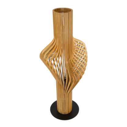 MIHIRO 02150 Boho Επιδαπέδιο Φωτιστικό Μονόφωτο 1 x E27 AC220-240V IP20 - Μ48 x Π48 x Υ120cm - Καφέ Ξύλινο με Μαύρη Μεταλλική Βάση Πλέγμα - 5 Χρόνια Εγγύηση - Image 5
