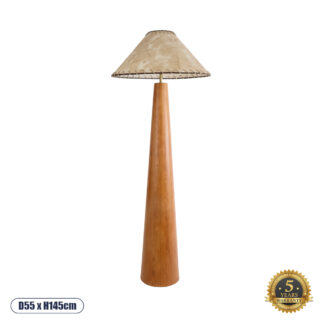 MASPALOMAS 02292 Boho Επιδαπέδιο Φωτιστικό Μονόφωτο 1 x E27 AC220-240V IP20 - Φ55 x Υ145cm - Μπεζ Ξύλινο Καμπάνα - 5 Χρόνια Εγγύηση