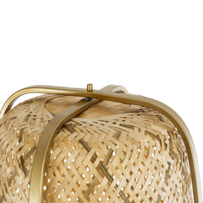 MEILANI 02301 Boho Επιδαπέδιο Φωτιστικό Μονόφωτο 1 x E27 AC220-240V IP20 - Φ40 x Υ150cm - Χρυσό Μεταλλικό με Μπεζ Ξύλινο Ρατάν Πλέγμα - 5 Χρόνια Εγγύηση - Image 8