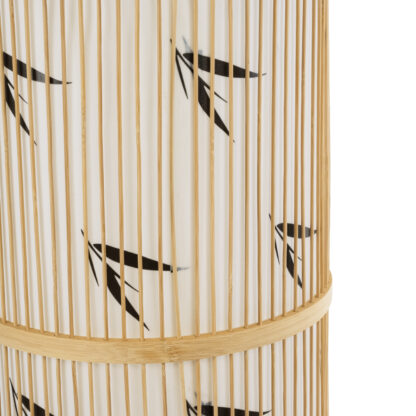 FALKLAND 02307 Boho Επιδαπέδιο Φωτιστικό Μονόφωτο 1 x E27 AC220-240V IP20 - Φ30 x Υ100cm - Λευκό Υφασμάτινο με Μάυρες Λεπτομέρειες και Μπεζ Ξύλινο Μπαμπού Πλέγμα - 5 Χρόνια Εγγύηση - Image 6