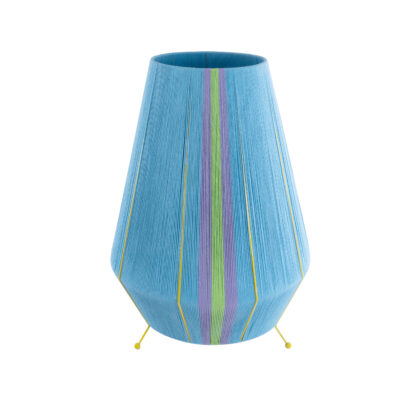 SALERNO 02333 Boho Επιδαπέδιο Φωτιστικό Μονόφωτο 1 x E27 AC220-240V IP20 - Φ50 x Υ70cm - Γαλάζιο με Μωβ και Πράσινο με Κίτρινες Λεπτομέριες Λεπτό Νήμα Βαμβακερό Πλέγμα - 5 Χρόνια Εγγύηση - Image 2