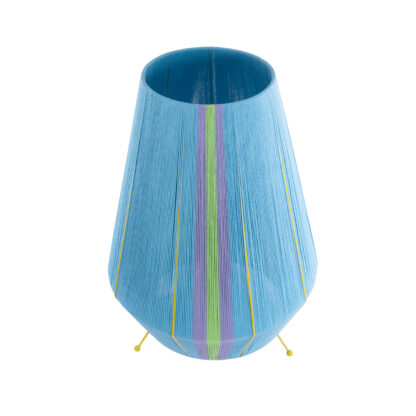 SALERNO 02333 Boho Επιδαπέδιο Φωτιστικό Μονόφωτο 1 x E27 AC220-240V IP20 - Φ50 x Υ70cm - Γαλάζιο με Μωβ και Πράσινο με Κίτρινες Λεπτομέριες Λεπτό Νήμα Βαμβακερό Πλέγμα - 5 Χρόνια Εγγύηση - Image 3