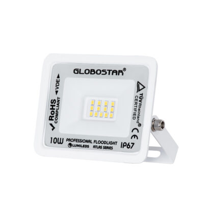 ATLAS 61405 Επαγγελματικός Προβολέας LED 10W 1200lm 120° AC 220-240V - Αδιάβροχος IP67 - Μ10 x Π2 x Υ8cm - Λευκό - Φυσικό Λευκό 4500K - LUMILEDS Chips - TÜV Rheinland Certified - 5 Years Warranty - Image 2