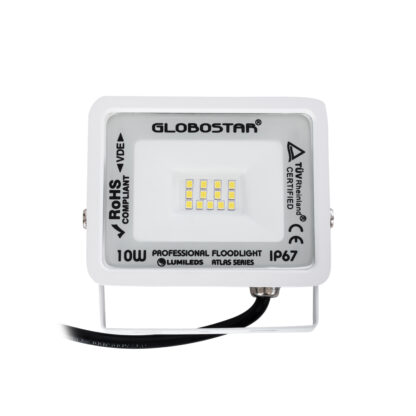 ATLAS 61405 Επαγγελματικός Προβολέας LED 10W 1200lm 120° AC 220-240V - Αδιάβροχος IP67 - Μ10 x Π2 x Υ8cm - Λευκό - Φυσικό Λευκό 4500K - LUMILEDS Chips - TÜV Rheinland Certified - 5 Years Warranty - Image 3