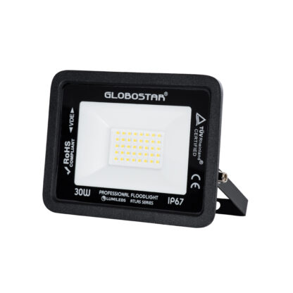 ATLAS 61417 Επαγγελματικός Προβολέας LED 30W 3600lm 120° AC 220-240V - Αδιάβροχος IP67 - Μ16 x Π2.5 x Υ12.5cm - Μαύρο - Φυσικό Λευκό 4500K - LUMILEDS Chips - TÜV Rheinland Certified - 5 Years Warranty - Image 2