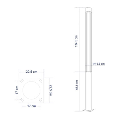 CANCUN 61509 Urban Light Φωτιστικό Πάρκου - Πλατείας - Κήπου Ύψους 2 μέτρων LED 40W 5440lm 60° AC100-240VAC IP67 IK09 - D15.5 x H200cm - Anthracite Grey - Φυσικό Λευκό 4000K - LUMILEDS - MEAN WELL DRIVER - 5 Years Warranty - Image 8