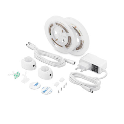ΣΕΤ Ταινία LED Κρυφού Φωτισμού Κρεβατιού 2 x 1.2m 6W 600lm 2835 SMD 120° Αδιάβροχη IP65 με Τροφοδοτικό & 2 x Ανιχνευτή Κίνησης 360° Φυσικό Λευκό 4000k - Image 2