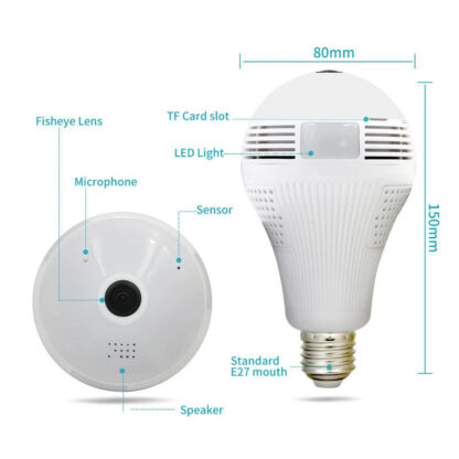 WIFI 2.4G IP CAMERA 2.0MP 1080P - Έξυπνη Κρυφή IP Κάμερα WiFi 1080P Fish Eye 360° 3W LED σε Σχήμα Λάμπας με Ντουί και Βάση E27 Smart Home - Image 5