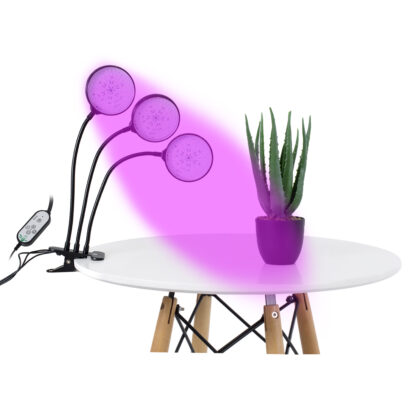 79652 Grow Light Full Spectrum LED Φωτιστικό Ανάπτυξης Φυτών Γλάστρας με 3 Κινούμενες Κεφαλές & Βάση Clip SMD 2835 15W 160° DC 5V IP20 με Dimmer & Timer Εσωτερικού Χώρου για Κάλυψη Επιφάνειας 1m x 1m Πλήρους Φάσματος Φωτισμού - Image 2