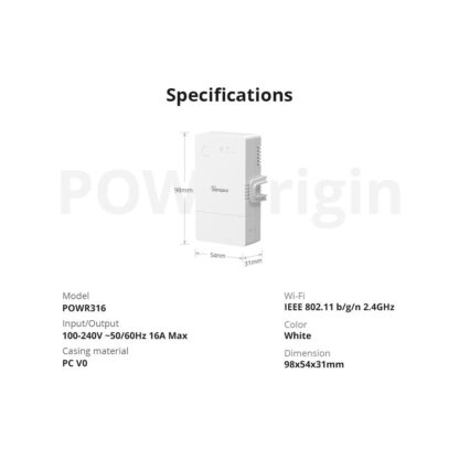 SONOFF POWR316 POW ORIGIN Smart LAN & WiFi 2.4GHz Power Meter Switch AC 100-240V Max 16A - Image 23