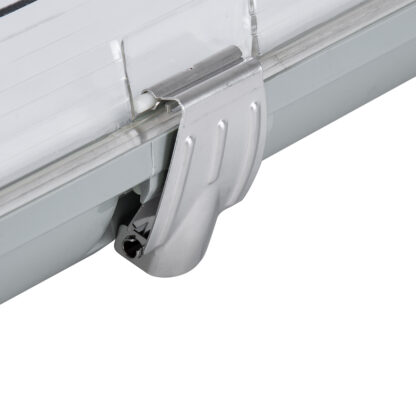120cm Tri-Proof Πλαστικό PC Σκαφάκι με Μεταλλικά Clips για 2 x Λάμπες T8 Τύπου Φθορίου LED Τροφοδοσίας Ενός Άκρου Αδιάβροχο IP65 - Image 6