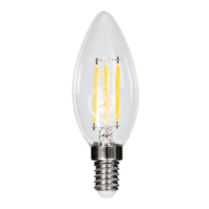 99001 Λάμπα LED Long Filament E14 C35 Κεράκι 4W 400lm 360° AC 220-240V IP20 Φ3.5 x Υ10.5cm Θερμό Λευκό 2700K με Διάφανο Γυαλί Dimmable - 3 Χρόνια Εγγύηση - Image 2
