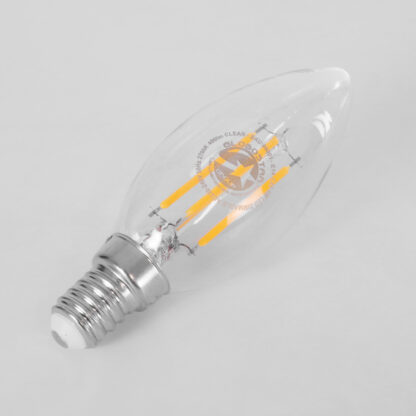 99001 Λάμπα LED Long Filament E14 C35 Κεράκι 4W 400lm 360° AC 220-240V IP20 Φ3.5 x Υ10.5cm Θερμό Λευκό 2700K με Διάφανο Γυαλί Dimmable - 3 Χρόνια Εγγύηση - Image 4
