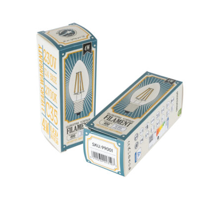 99001 Λάμπα LED Long Filament E14 C35 Κεράκι 4W 400lm 360° AC 220-240V IP20 Φ3.5 x Υ10.5cm Θερμό Λευκό 2700K με Διάφανο Γυαλί Dimmable - 3 Χρόνια Εγγύηση - Image 6