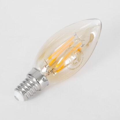 99031 Λάμπα LED Long Filament E14 C35 Κεράκι 4W 350lm 360° AC 220-240V IP20 Φ3.5 x Υ10.5cm Ultra Θερμό Λευκό 2200K με Μελί Γυαλί Dimmable - 3 Χρόνια Εγγύηση - Image 4