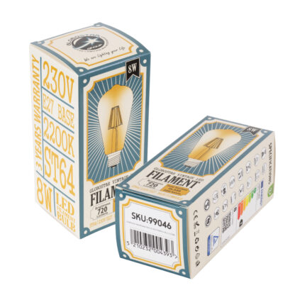 99046 Λάμπα LED Long Filament E27 ST64 Αχλάδι 8W 720lm 360° AC 220-240V IP20 Φ6.4 x Υ14cm Ultra Θερμό Λευκό 2200K με Μελί Γυαλί - Dimmable - 3 Years Warranty - Image 6