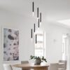 Κρεμαστό φωτιστικό LED 7* 5W 3000K από μαύρο μέταλλο D:40X200cm (4066-7-Black) - Image 2