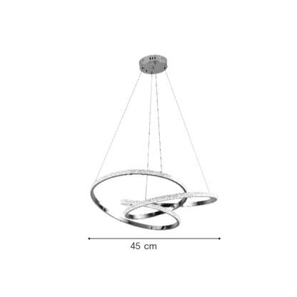 Κρεμαστό φωτιστικό LED 40W 3CCT (by switch on base) σε χρώμιο D:45cm (6092-B-Chrome) - Image 2