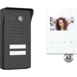 Σύστημα Θυροτηλεόρασης KIT 2K Με Monitor Venus 4’3 Για 2 Διαμερίσματα Ανθρακί-Λευκό