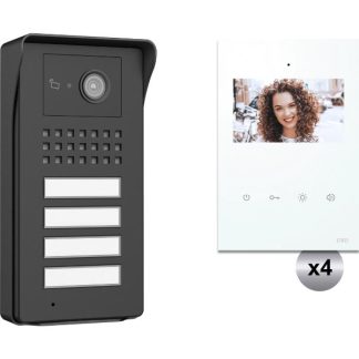 Σύστημα Θυροτηλεόρασης KIT 2K Με Monitor Venus 4’3 Για 4 Διαμερίσματα Ανθρακί-Λευκό