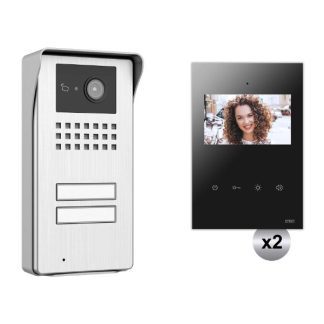 Σύστημα Θυροτηλεόρασης KIT 2K Με Monitor Venus 4’3 Για 2 Διαμερίσματα Ασημί-Μαύρο