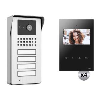 Σύστημα Θυροτηλεόρασης KIT 2K Με Monitor Venus 4’3 Για 4 Διαμερίσματα Ασημί-Μαύρο